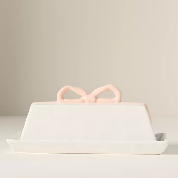 Anthropologie Other - Anthropologie Benedita Pink Bow Butter Dish, NIB